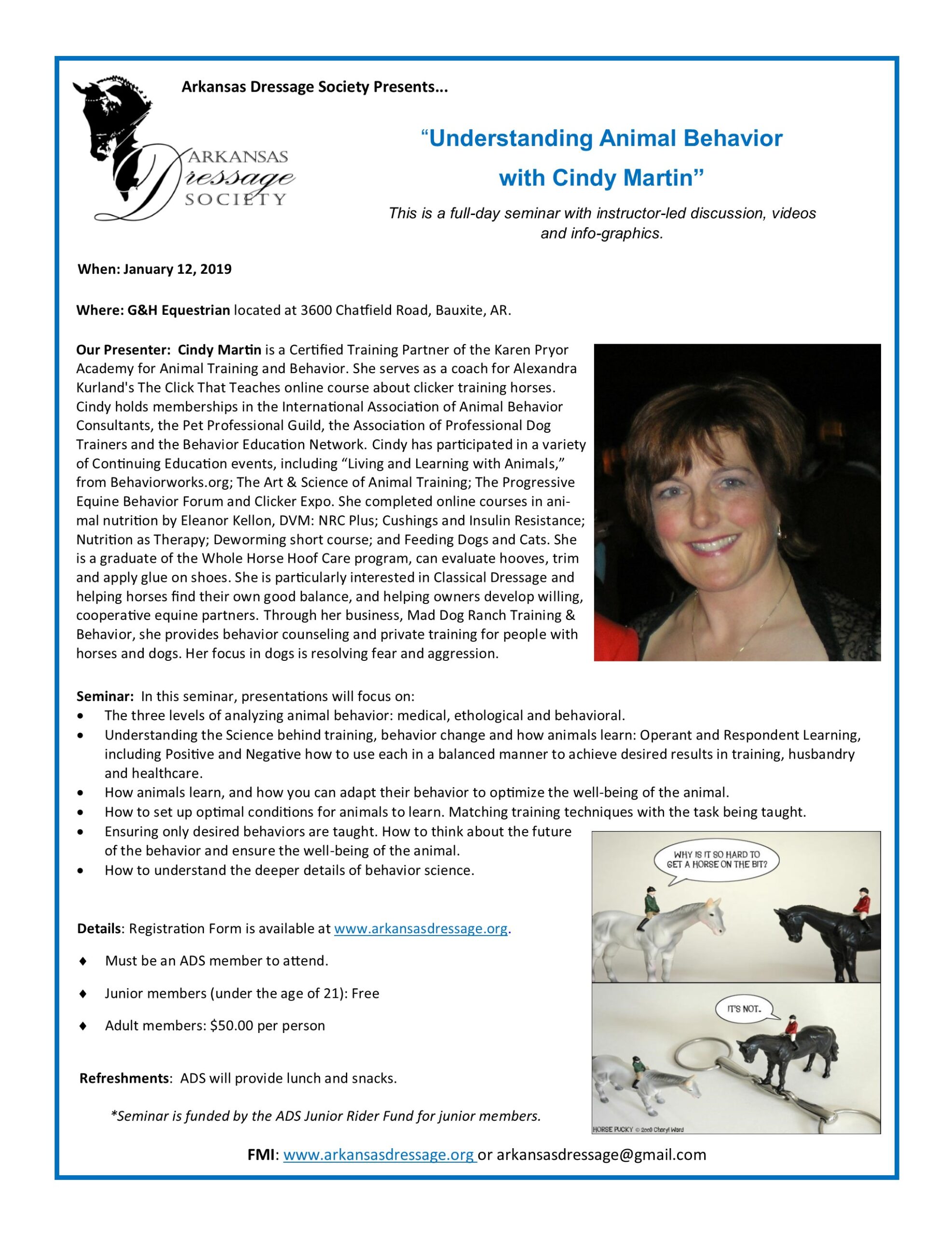 Cindy Martin Animal Behavior Clinic Rescheduled for March 9